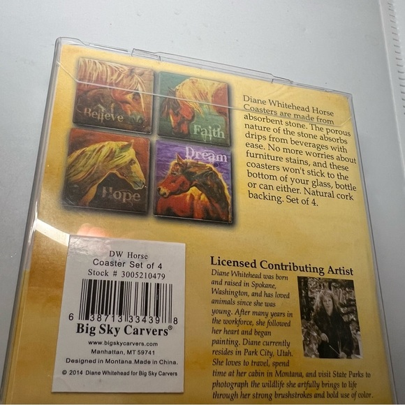 Big Sky Carvers/Diane Whitehead 3005210479 HORSES Coaster set of 4, NEW in Box - Picture 2 of 3